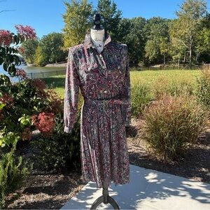 Vintage 80s Leslie Fay Paisley Shirt Dress – Size 10 Petite